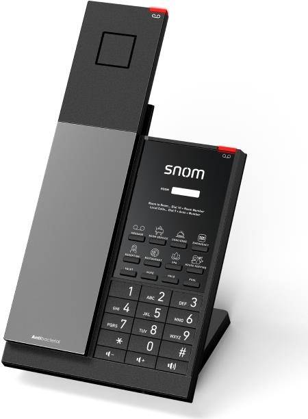 Snom HD351W IP Telefoon, Zwart, Draadloze Handset, Tafel/Wandmontage, Antibacterieel, Model 00007009-0