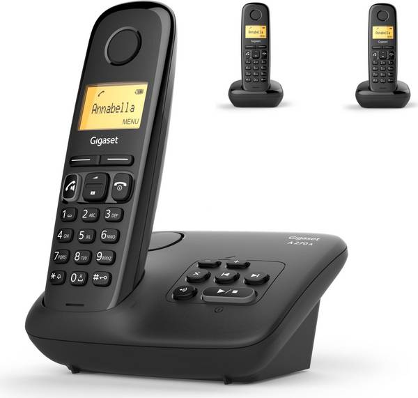 Gigaset A270A Analoge/DECT Draadloze Telefoon, Handsfree, 80 Geheugen, Weergave Beller, Zwart (L36852-H2832-B111)