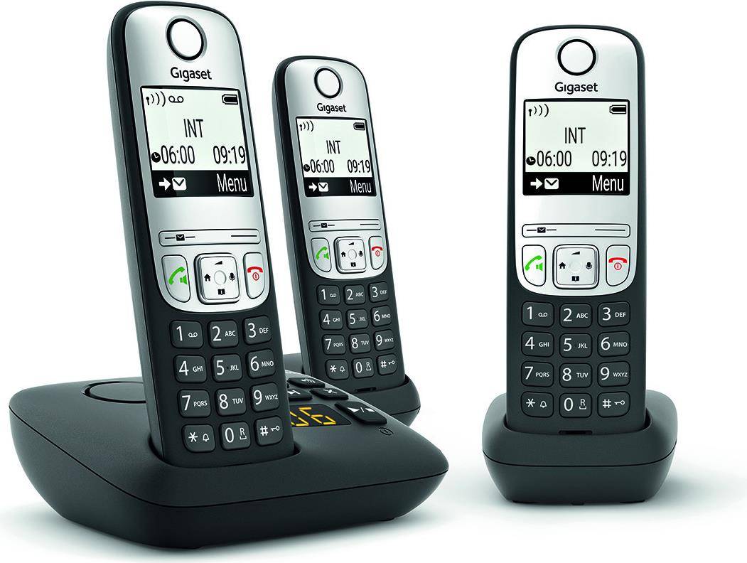 Gigaset A690A Trio - Draadloze Telefoon met Antwoordapparaat en Bel-ID - ECO DECT/GAP - Zwart + 2 Extra Handsets-0