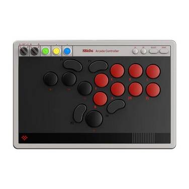 8bitdo arcade controller (grijs rood, 2.4 ghz bluetooth usb, nintendo switch 1 + 2, pc)  69226215076116922621507611