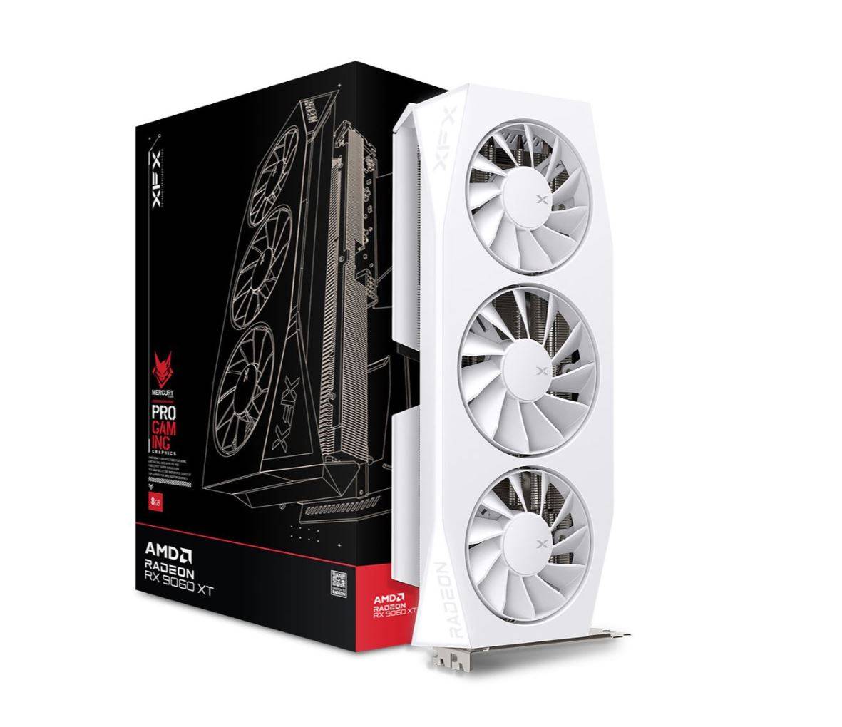 XFX Mercury Grafische Kaart 16GB RX 9060XT OC Gaming Wit RX-96TMERCW9 GDDR6-Speicher-0