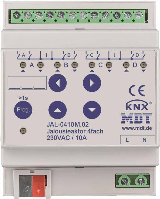 MDT JAL-0410 M.02 Rolgordijnactuator 4-voudig 4TE DIN-rail 10A 230VAC (JAL-0410 M.02) 4-fold-0