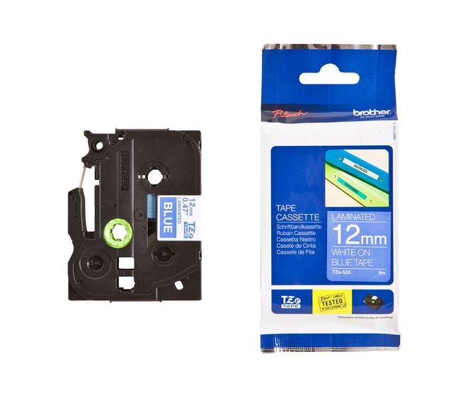 Labeltape Brother P-touch TZe-535 standaard 12mm wit op blauw-2