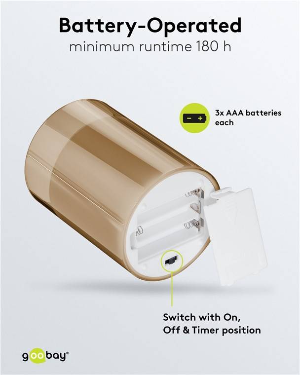 Goobay glazen LED-kaarsenset | 3 stuks | timerfunctie | goud | IP20-4