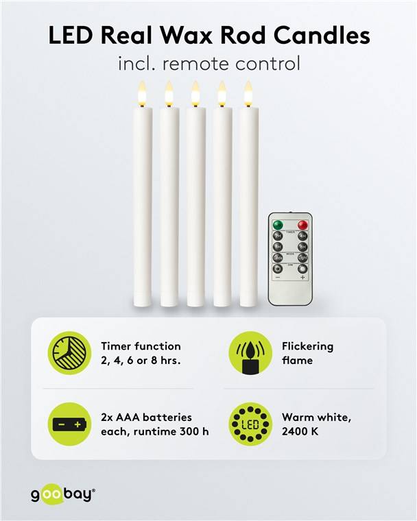 Goobay LED-kaarsenset | 5 stuks | afstandsbediening | wit | IP20-2