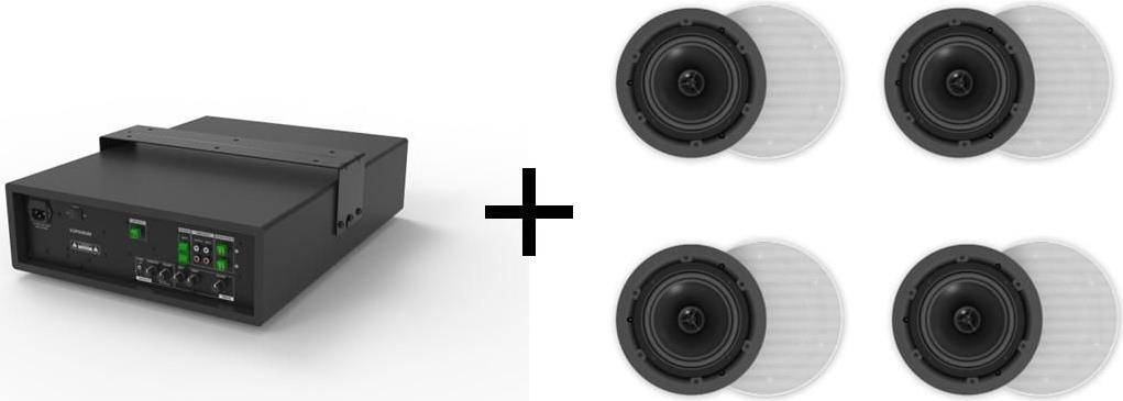 VivoLink Audiopack Subwoofer 8" 50W + 4 Plafondluidsprekers AUDIOPACK4-0