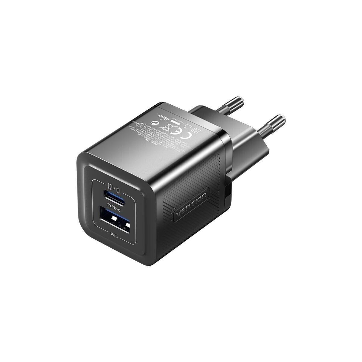 Vention-oplader 1x USB-A 1x USB-C GaN 30W-1