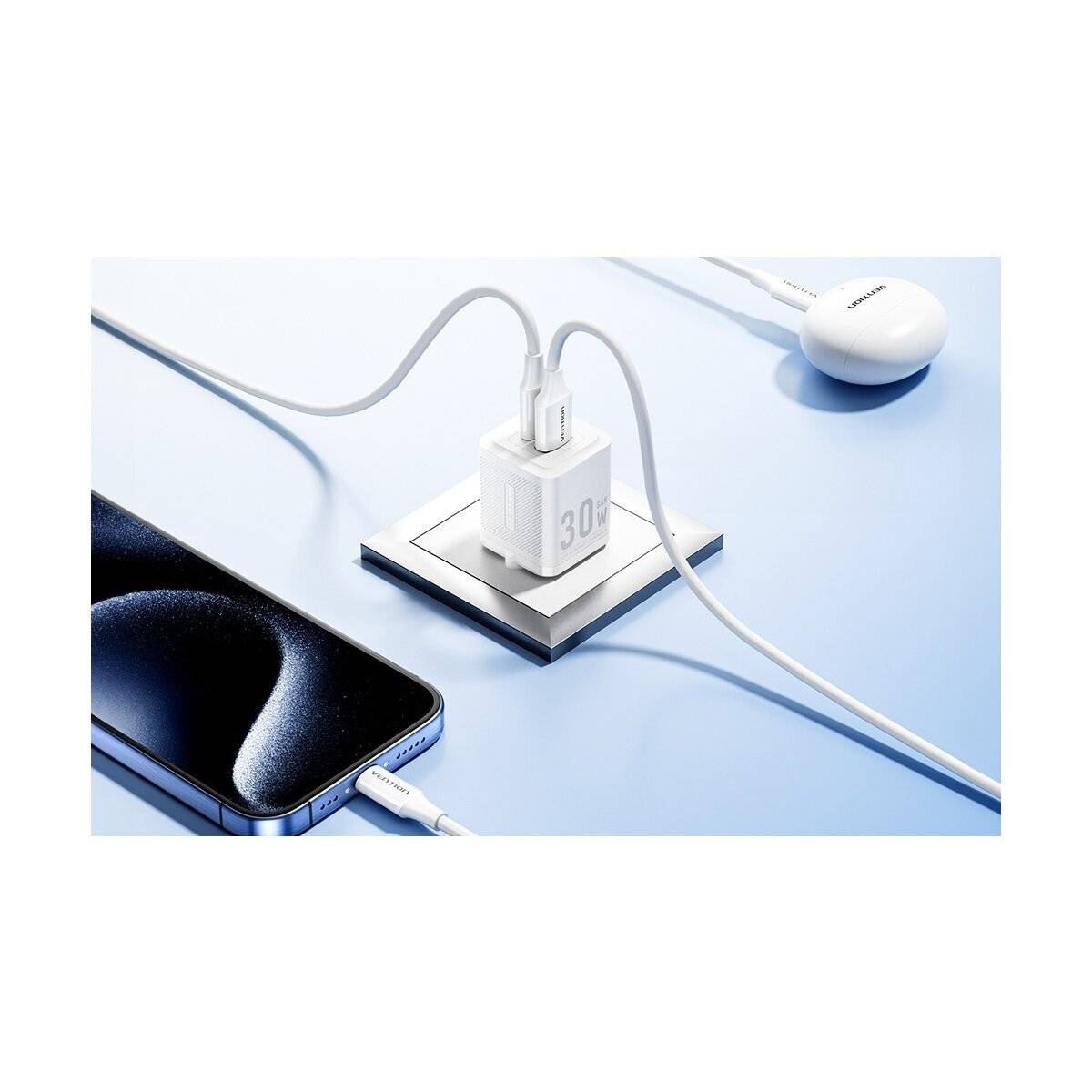 Vention-oplader 1x USB-A 1x USB-C GaN 30W-4