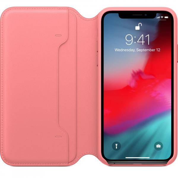 MRX12ZM/A Apple Leather Folio Case iPhone Xs Peony Pink-1