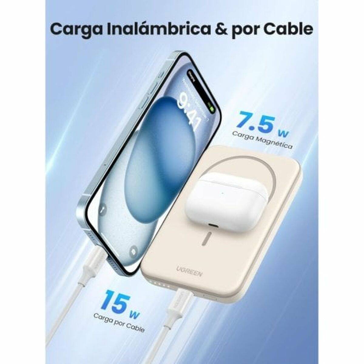 UGREEN Powerbank 5000mAh Draadloze Oplader Zwart (25207)-3