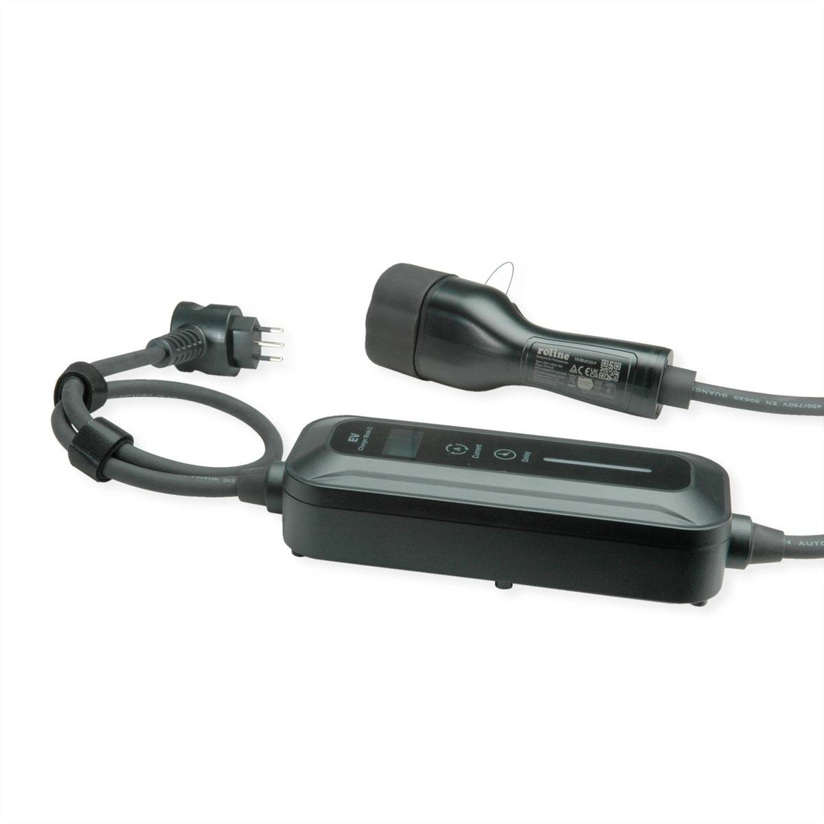 ROLINE Draagbare oplaadkabel voor e-car CEE7/7 - Type2, 1-fase, 250VAC (1P+N+E), 32 A, 7.4 kW, 5 m-3