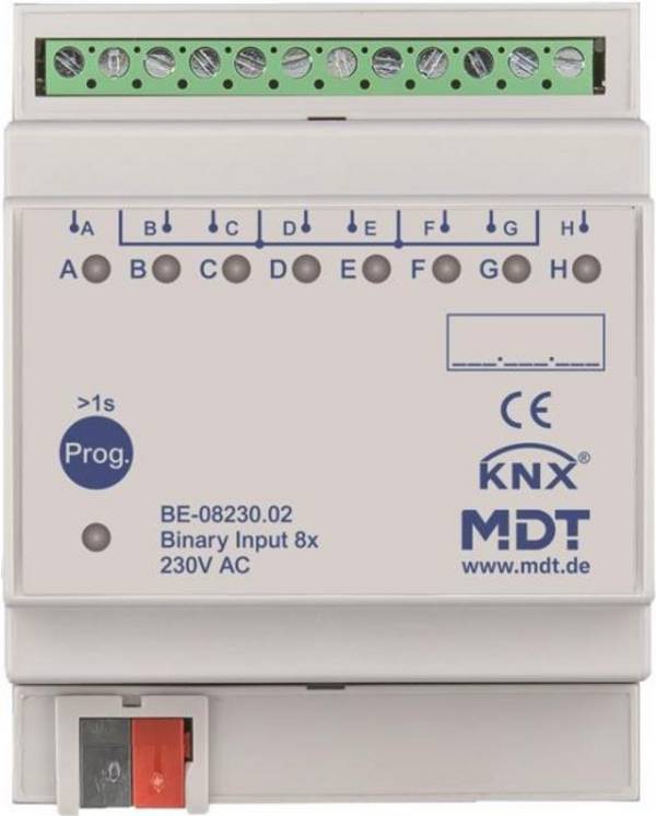 MDT BE-08230.02 - Binaire Ingang 8-Weg, 4TE DIN-Rail, 230VAC