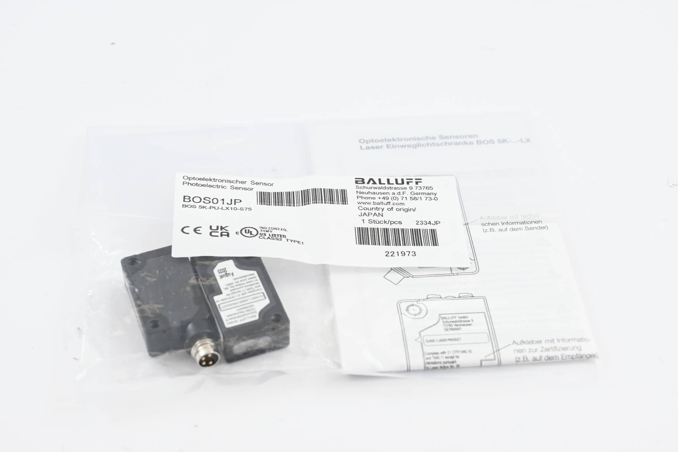 BALLUFF BOS01JP Sensor: foto-elektrische; Bereik: 0÷30m; PNP; DARK-ON; 100mA; PIN: 4 - 1 stuk-0