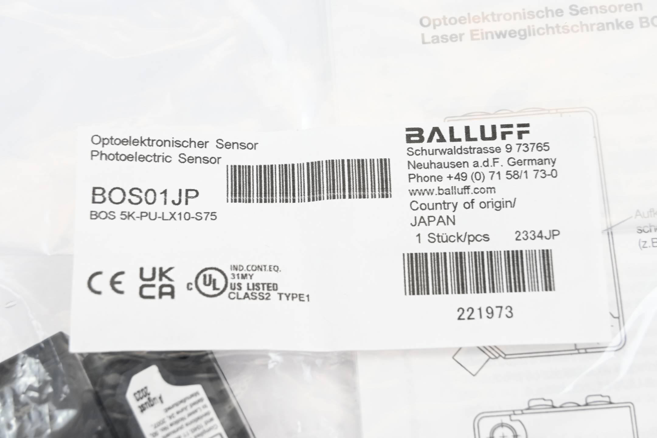 BALLUFF BOS01JP Sensor: foto-elektrische; Bereik: 0÷30m; PNP; DARK-ON; 100mA; PIN: 4 - 1 stuk-1