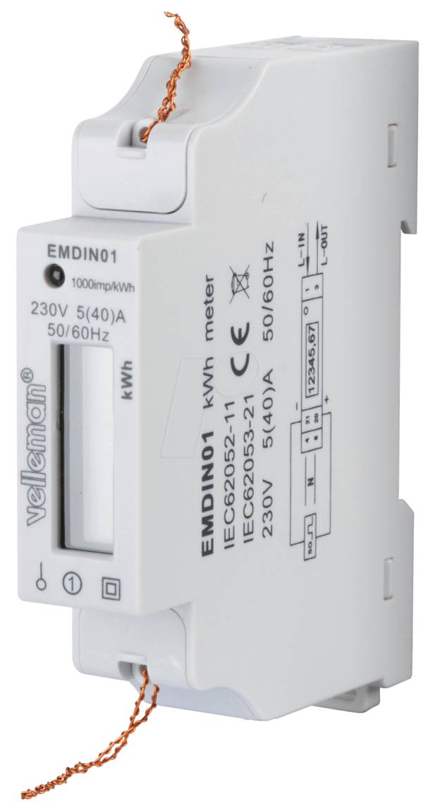VE EMDIN01 - Energie Meter 1 Fase LCD Display (EMDIN01)
