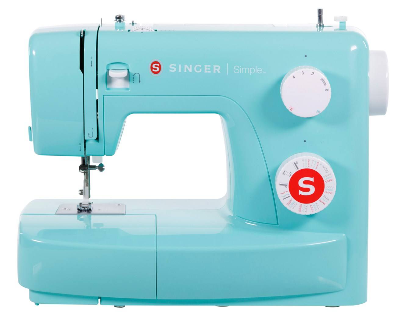 SINGER Simple 3223 g Semi-automatische Naaimachine Turquoise 4 Stap Rotary Dial Zigzag Voet-0