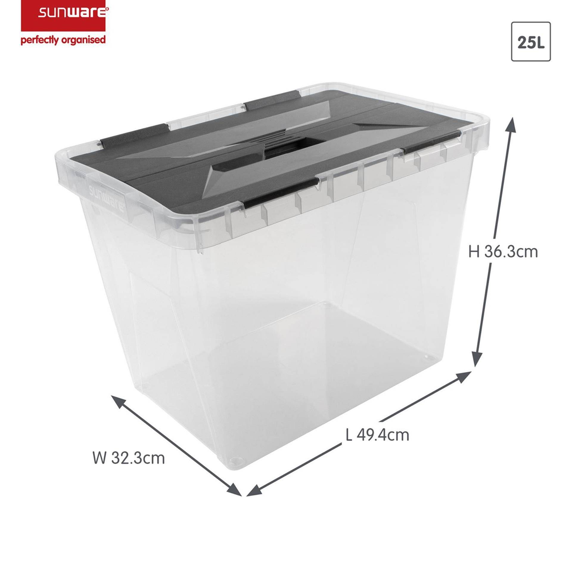 Sunware onyx opbergbox 25l transparant antraciet 87111120295458711112029545-1