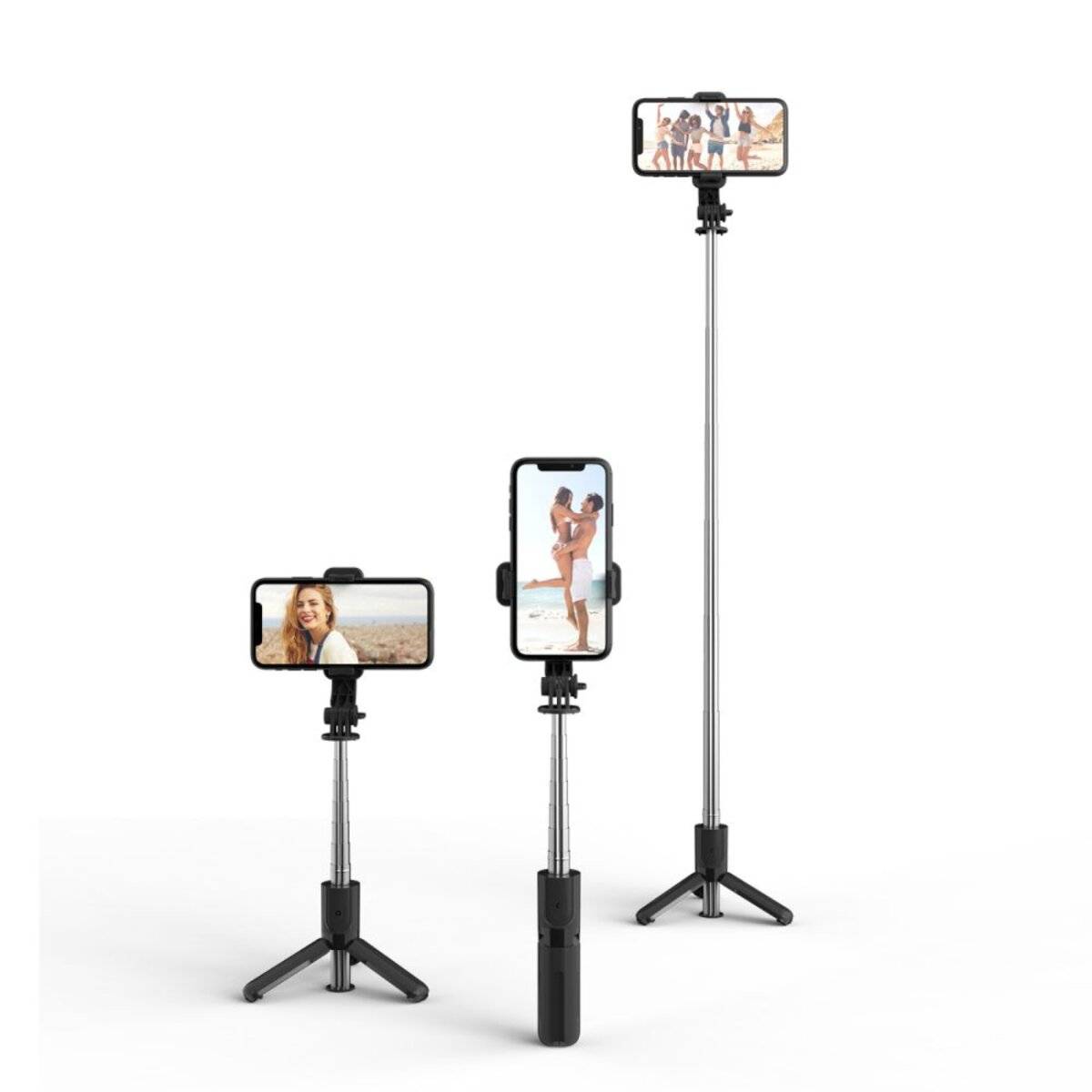 Tech-Protect L02S Bluetooth Selfie Stick met Statief tot 72 cm – Zwart-2