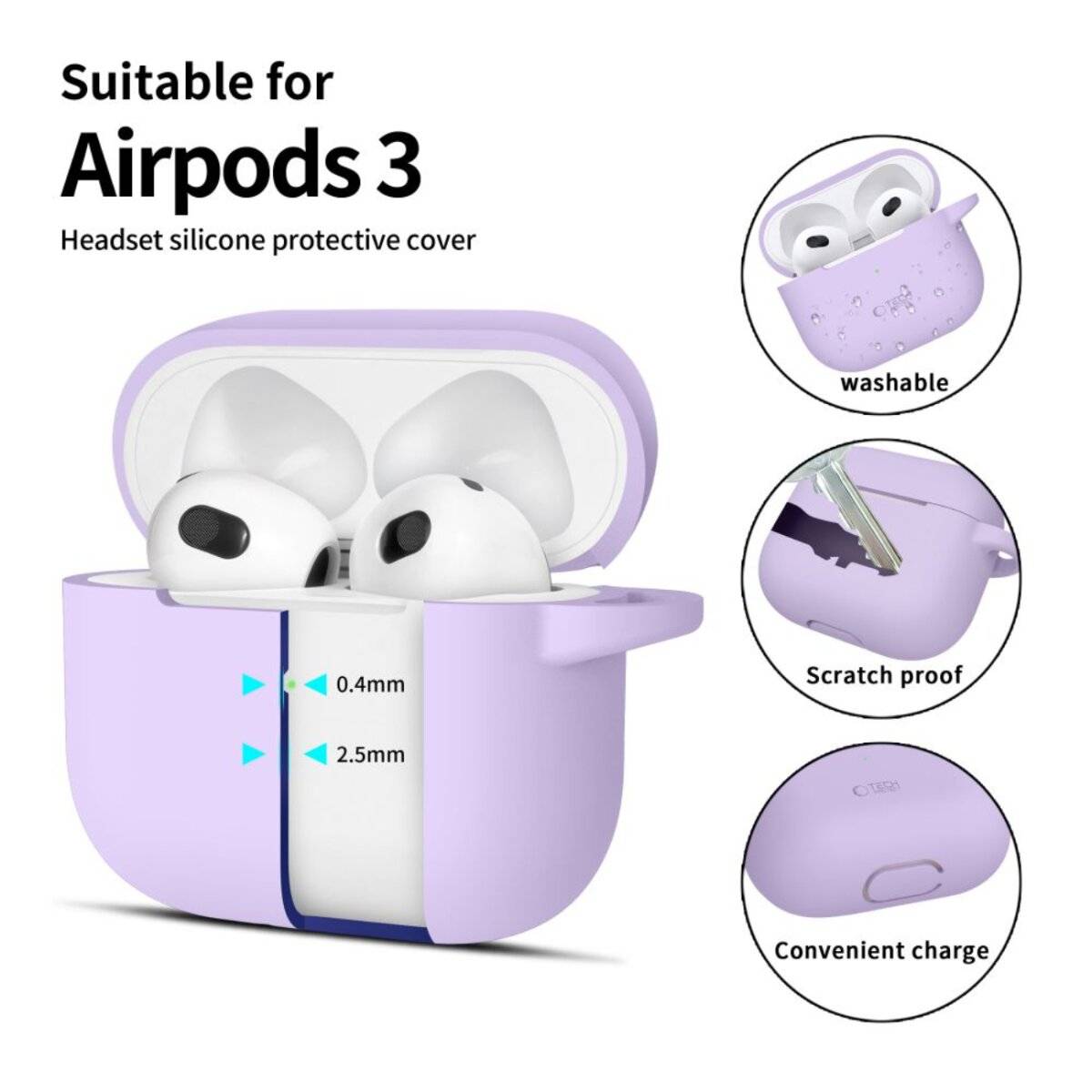 Tech-Protect siliconen haakhoesje voor AirPods 3 – paars-2
