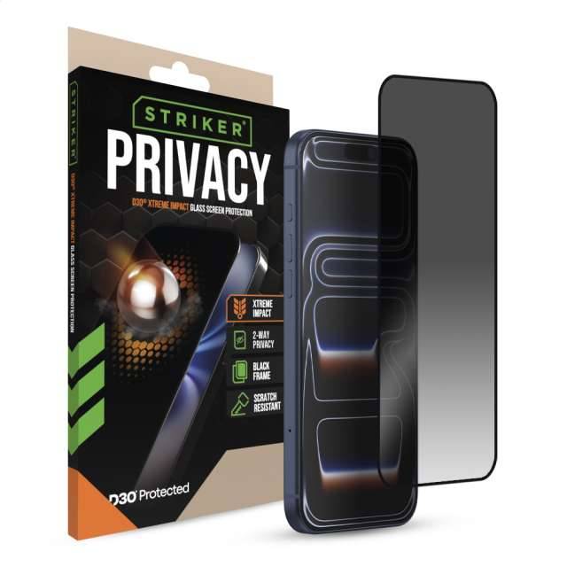Striker D3O Xtreme Impact Privacy Glass Screen Protector - Black Frame - Apple iPhone 16 Pro Max/17 Pro Max-0