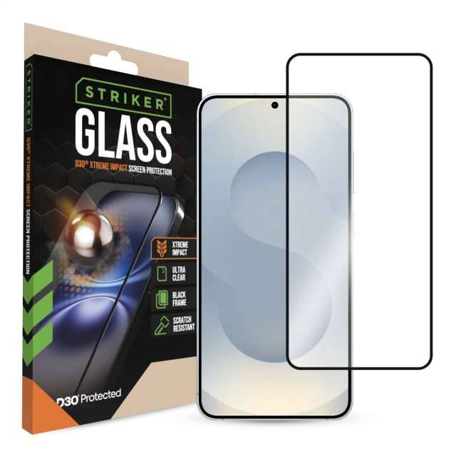 Striker D3O Xtreme Impact Glass Screen Protector - Black Frame - Samsung Galaxy S26+ 5G-0