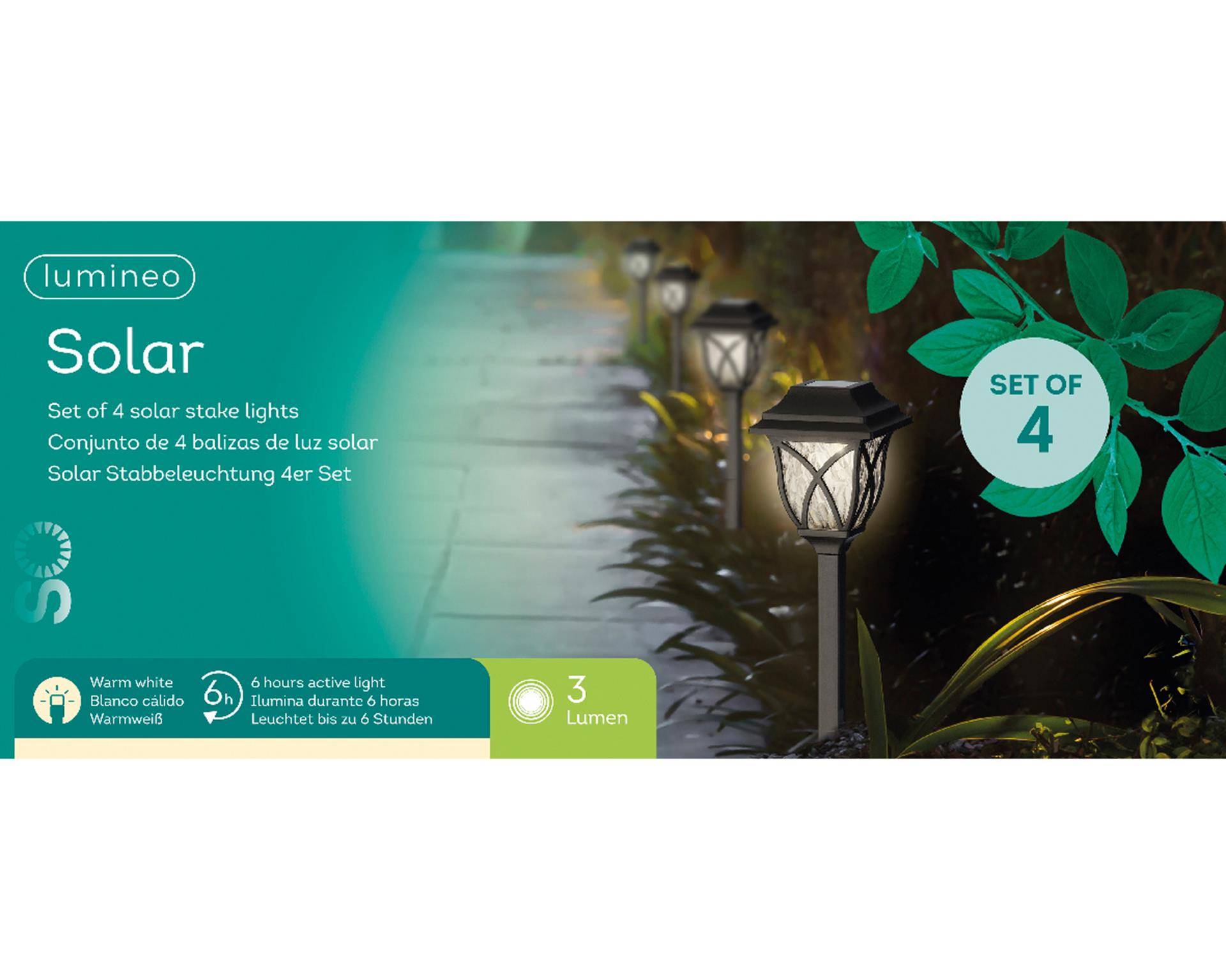 Lumineo solar stake light l10-w10-h33cm set van 4 zwart 87201944197628720194419762-1