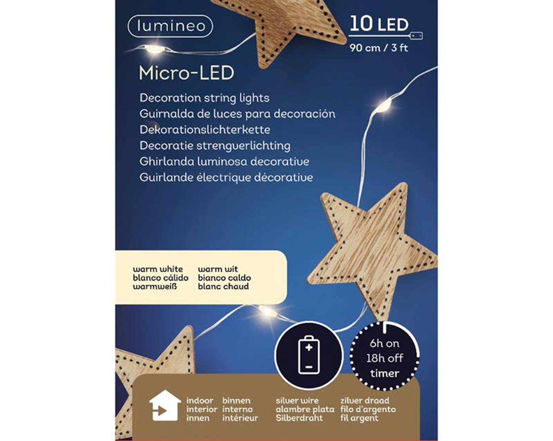 Lumineo micro led decoratief string verlichting 10 lampen warm wit met hout 87201949380658720194938065-1