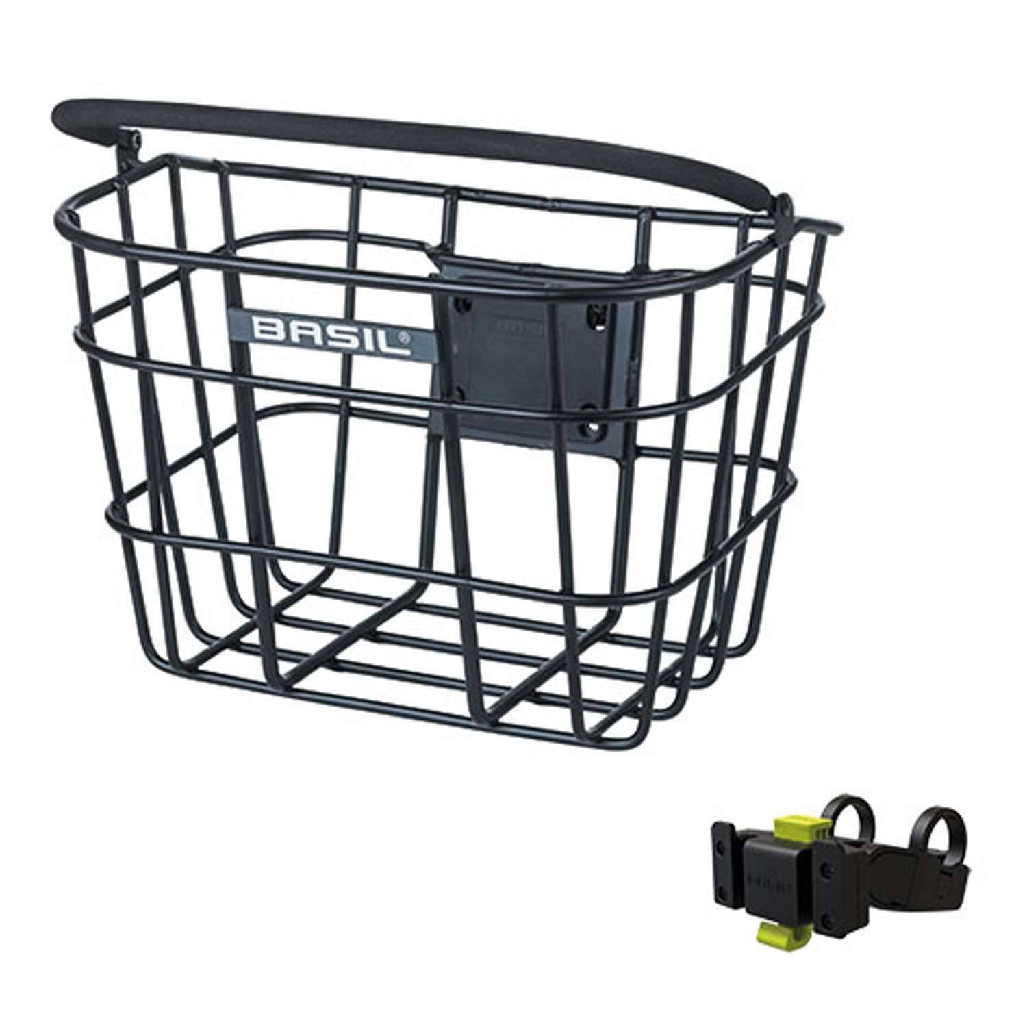 Fietsmand Basil Bremen Alu KF met stuurbochthouder 28 x 37 x 26 cm - zwart-0