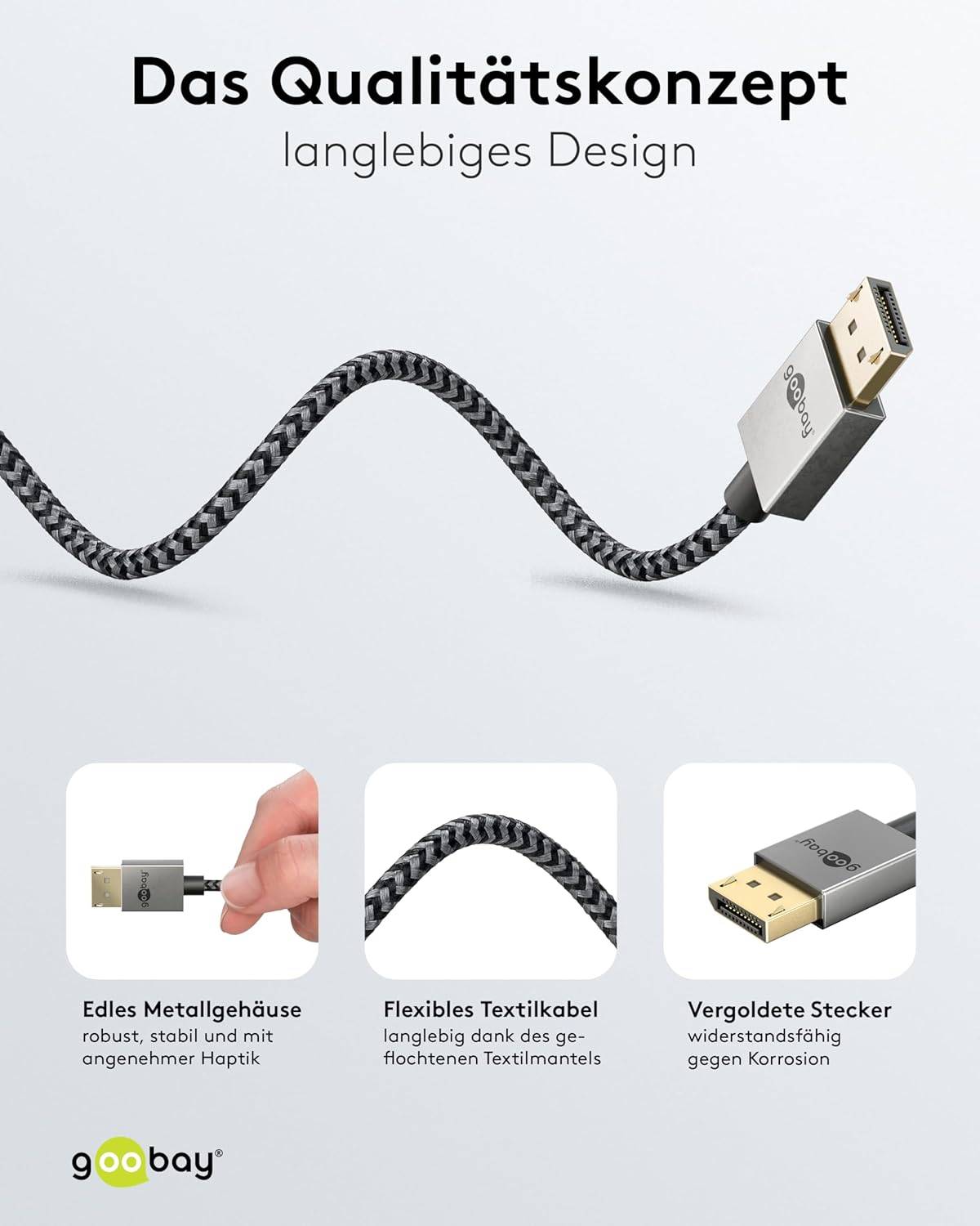 Goobay Plus DisplayPort kabel | Slimline | DP2.1 (10K 60Hz) | UHBR10 (40Gbit/s) | 1 meter-5