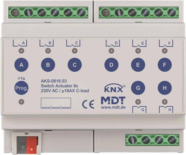 MDT AKS-0816.03 - 8-voudige Schakelaar - DIN Rail - 16A - 230V 8-fold 6TE 230VA-0