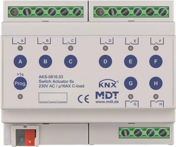 MDT AKS-0816.03 - 8-voudige Schakelaar - DIN Rail - 16A - 230V 8-fold 6TE 230VA