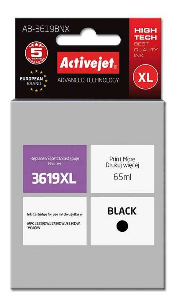 ACJ Activejet AB-3619BNX inkt (vervangt Brother LC3619Bk; Supreme; 65 ml; zwart)