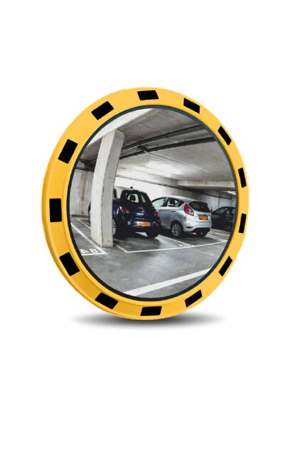Verkeersspiegel rond, geel/zwart, Ø100 cm-0