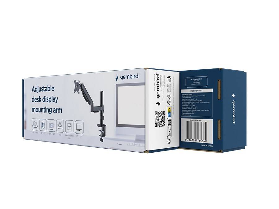 GEMBIRD MA-DA1P-02 Houder; 9kg; 17÷32"; zwart; 75x75mm,100x100mm; monitor x1 - 1 stuk-4