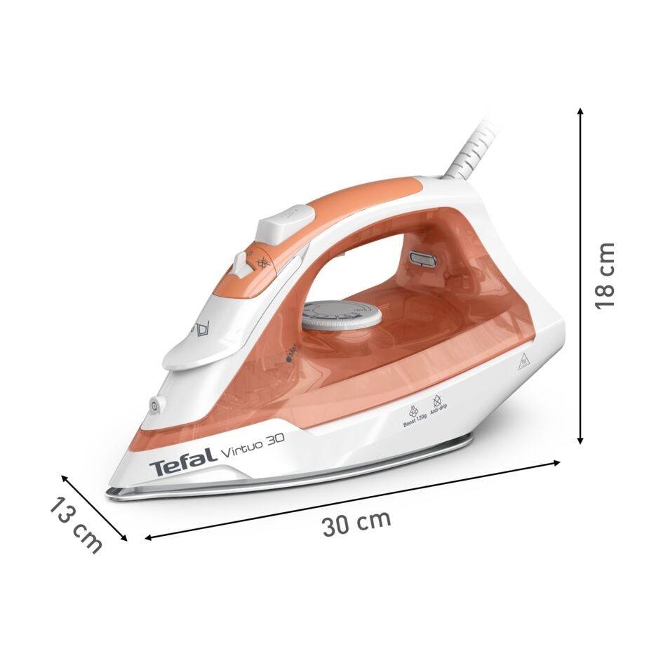 Tefal Strijkijzer FV2C40E0 Droog & Stoom 2000 W Keramische Zoolplaat Perzik/Wit-4