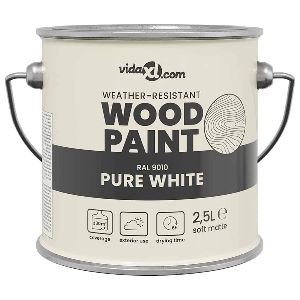Vidaxl houtverf wit 2,5 l wandprint 87211026927968721102692796-1