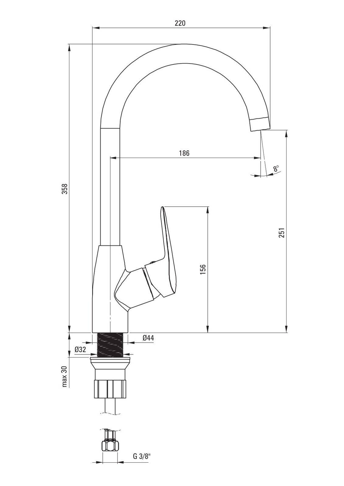 Deante Keukenkraan Neo Boro Chroom Vloermontage BMO062M-4