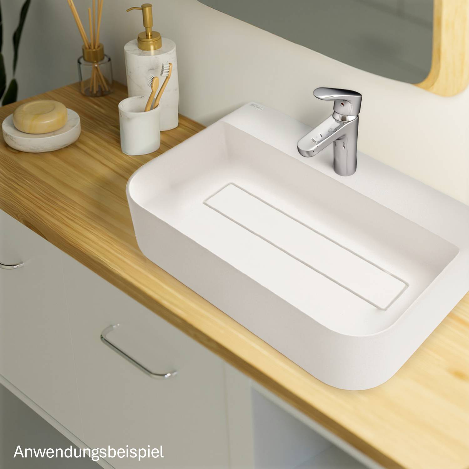 Deante Granieten Spoelbak 405 x 605 mm Alabaster met Kraangat-3