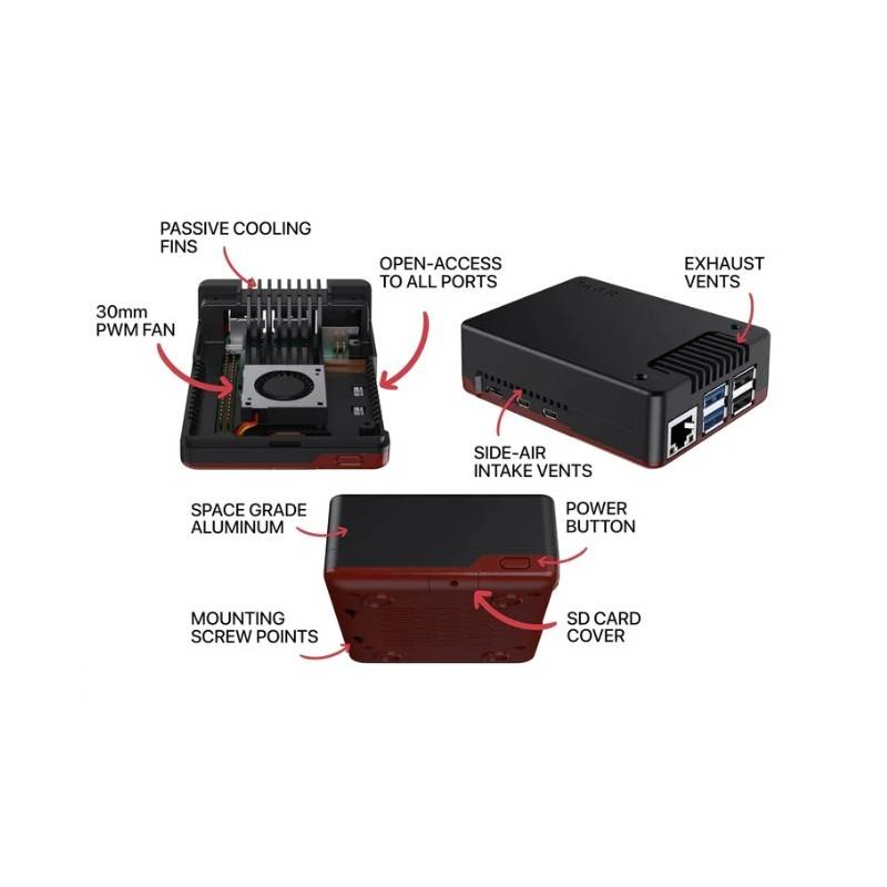 Argon NEO 5 case voor de Raspberry Pi 5 - Zwart-rood-4