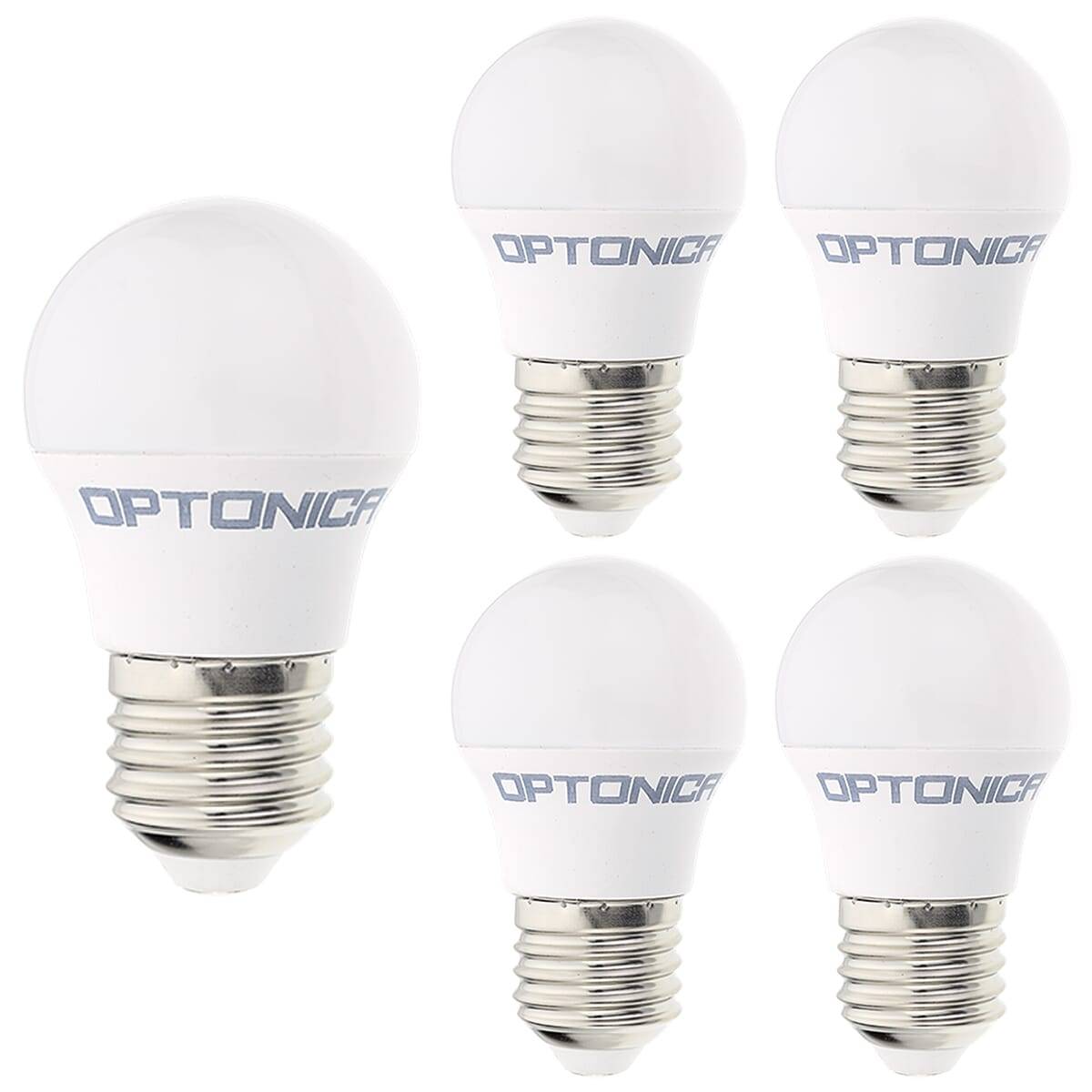 Optonica LED Kogellamp P45 E27 Mat - 5.5W 450lm 3900K - Neutraalwit - Vervangt 55W - 5 stuks-0