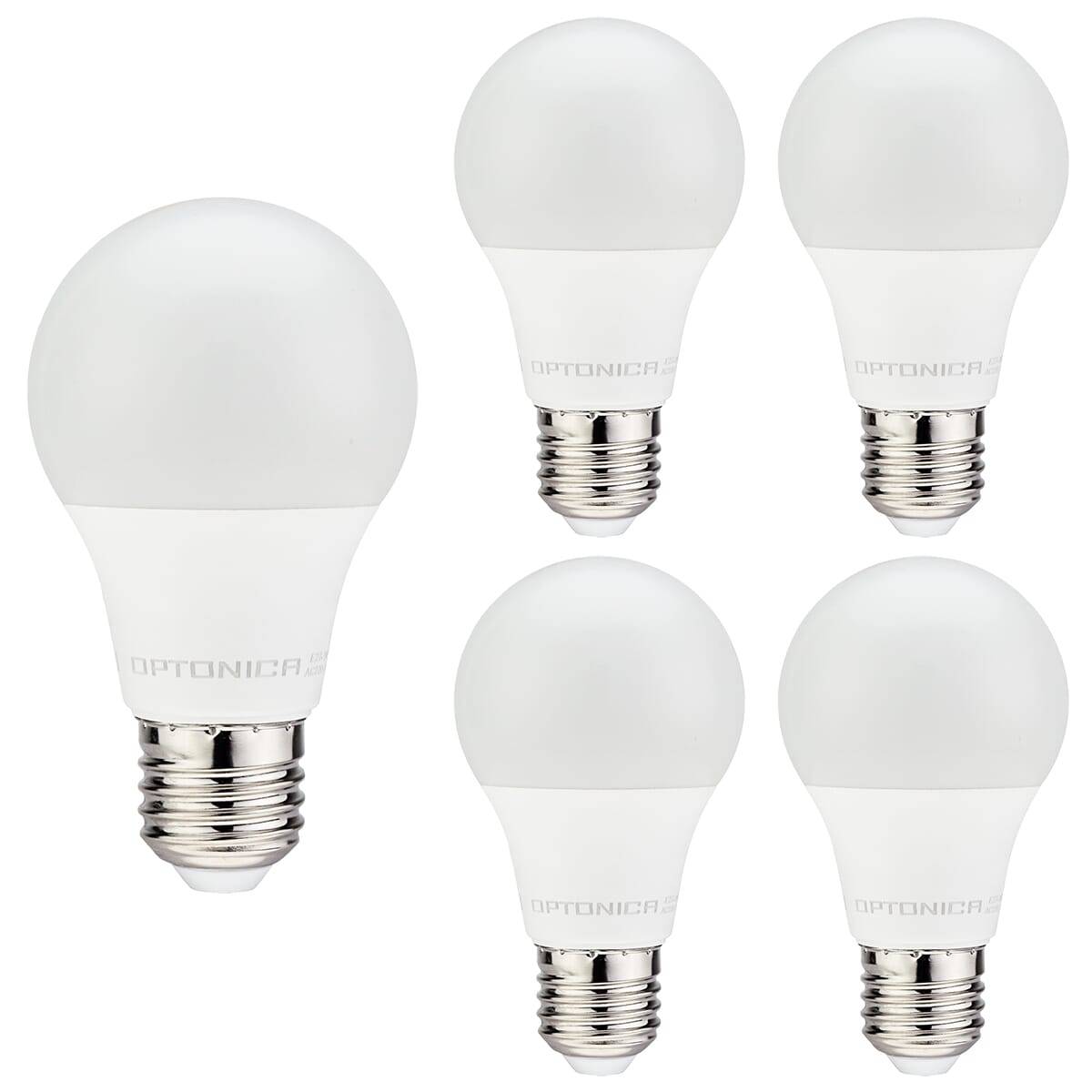 Optonica LED Peerlamp A60 E27 Mat - 11W 1055lm 4500K - Neutraalwit Dimbaar - Vervangt 100W - 5 stuks-0