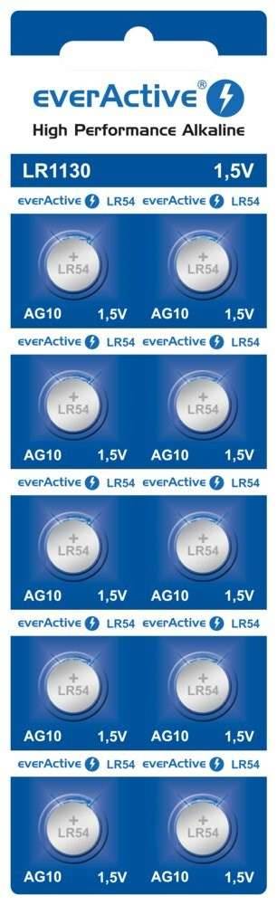 EAV 10 x alkalinebatterij mini everActive AG10 G10 LR1130 LR54-0