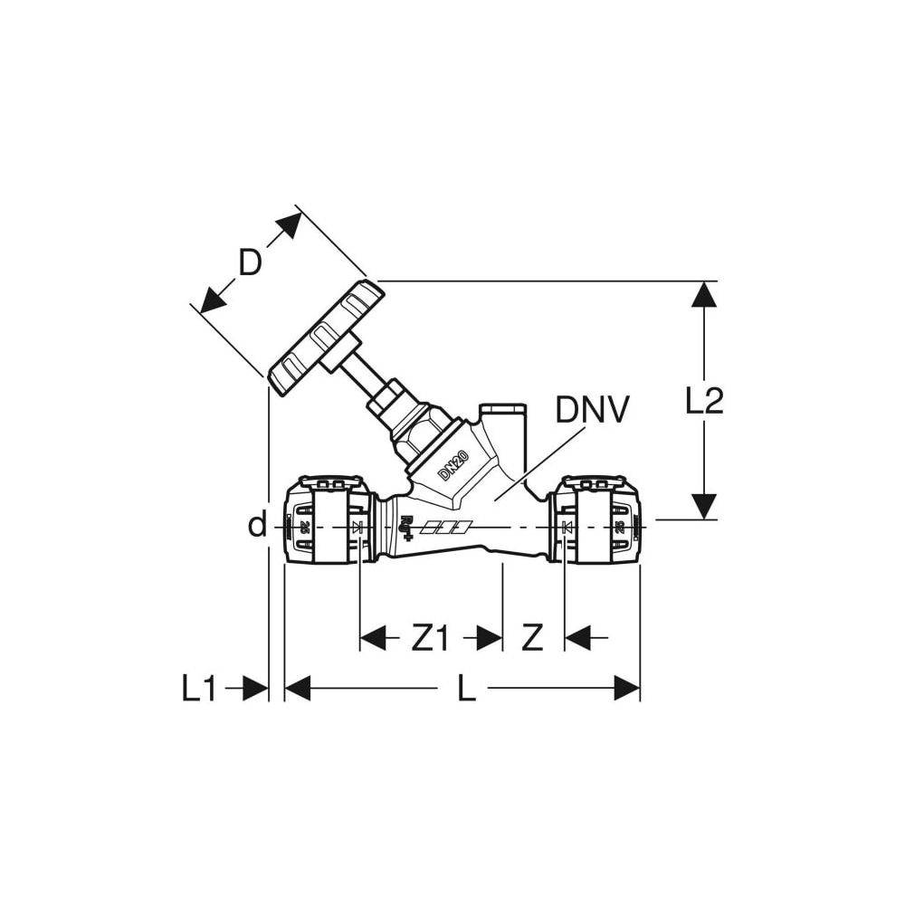 Geberit FlowFit 45gr spindelafsluiter d25-2