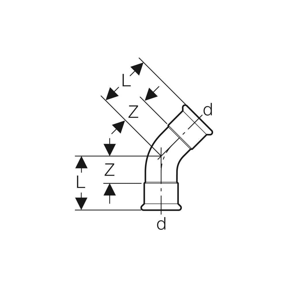 Geberit Mapress Therm rvs bocht 45 gr 76,1 mm-3