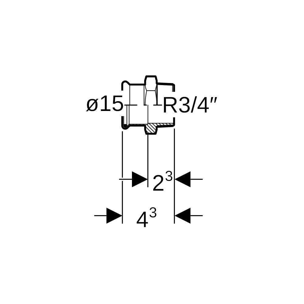Geberit Mapress Therm rvs puntstuk m/BU 15-R3/4"-3