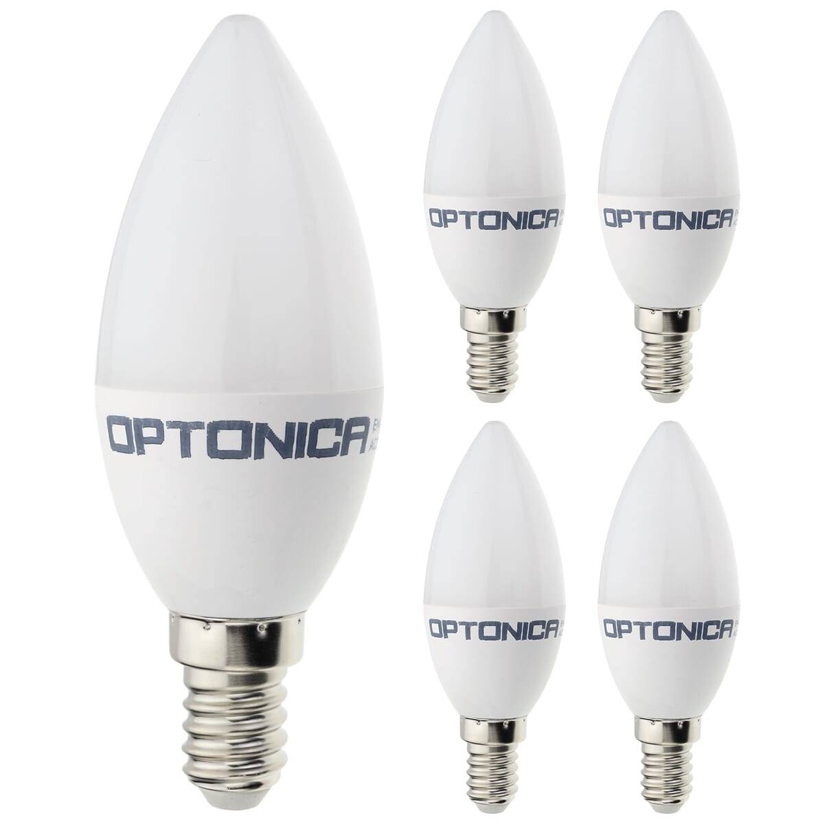 Optonica LED Kaarslamp C35 E14 Mat - 3.7W 320lm 6000K - Koudwit - Vervangt 50W - 5 stuks-0