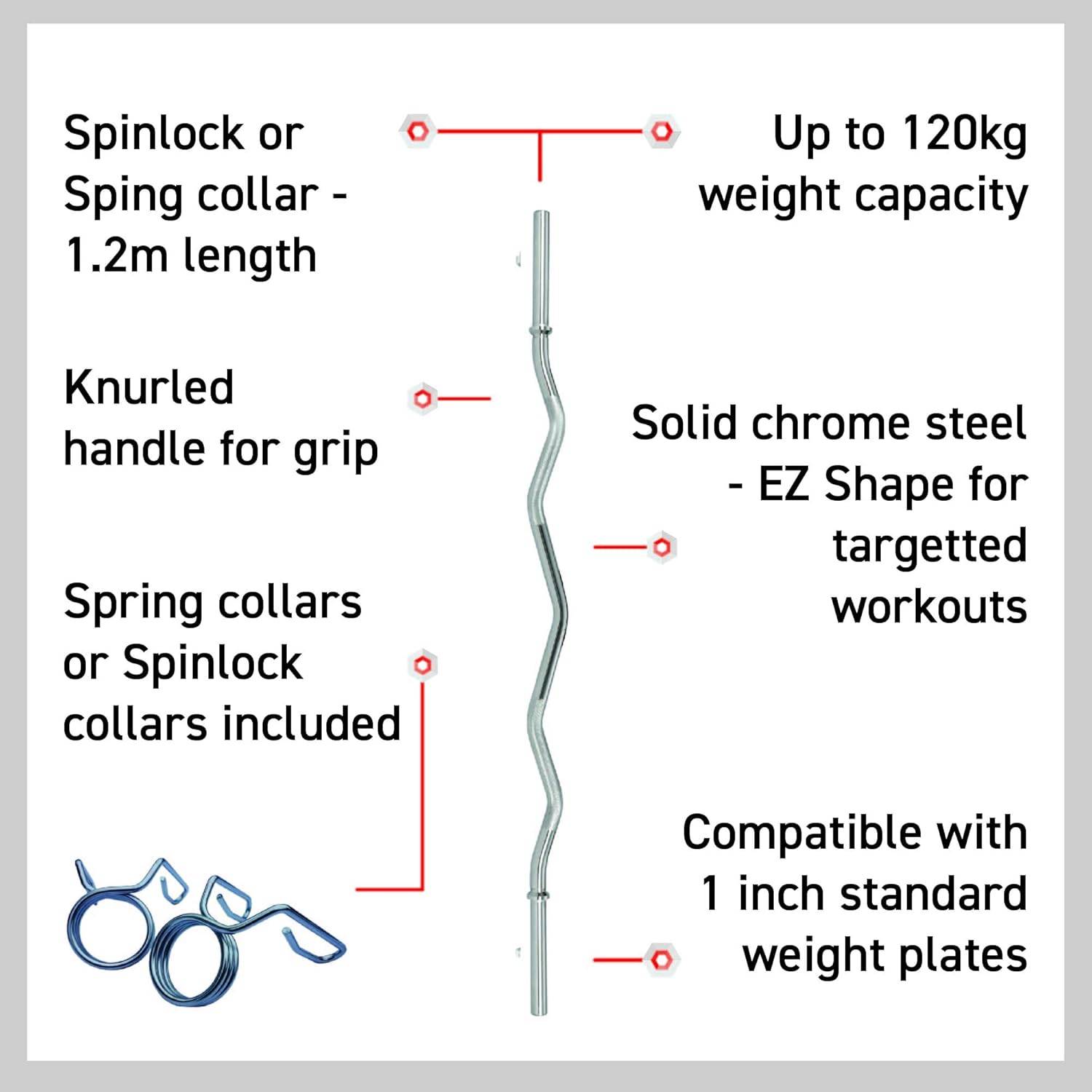Body Revolution EZ Barbell 1.2m met Spinlock Sluitingen-1