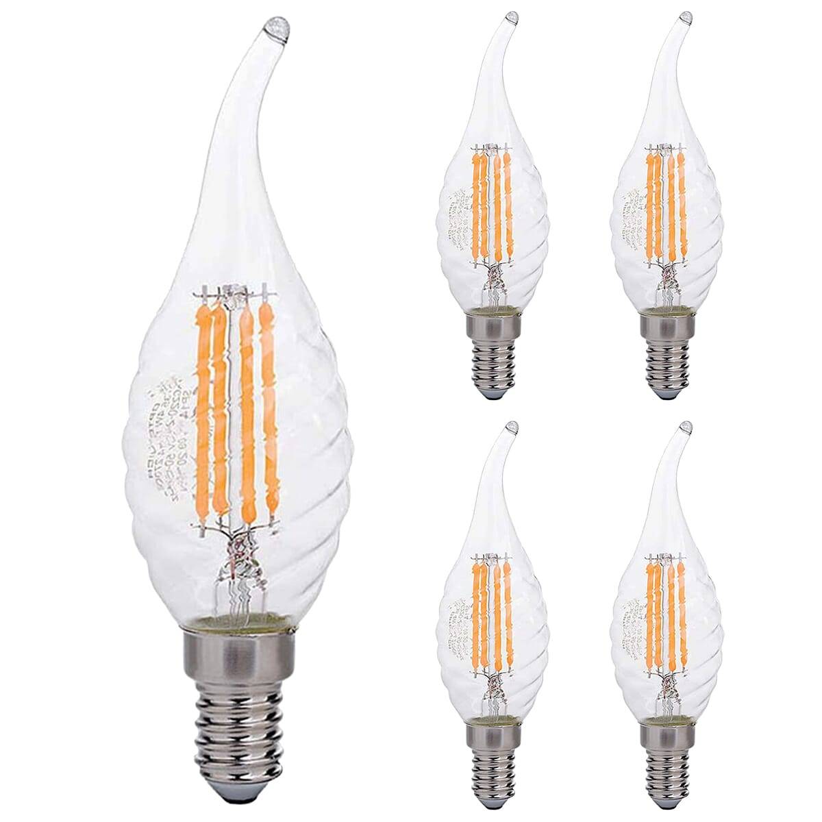 Optonica LED Kaarslamp C35 E14 Helder - 4W 400lm 2500K - Extra Warmwit - Vervangt 35W - 5 stuks-0