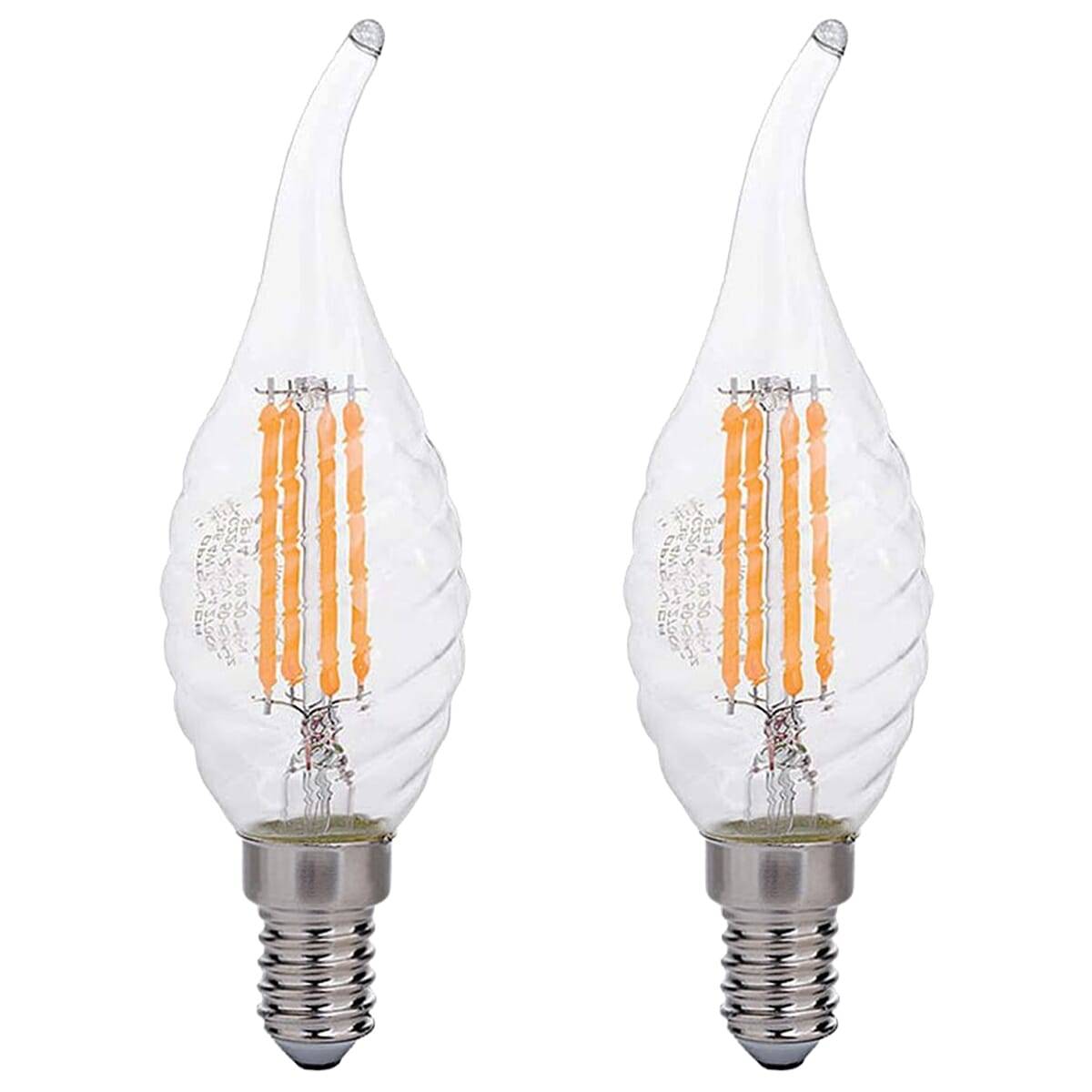 Optonica LED Kaarslamp C35 E14 Helder - 4W 400lm 2500K - Extra Warmwit - Vervangt 35W - 2 stuks-0