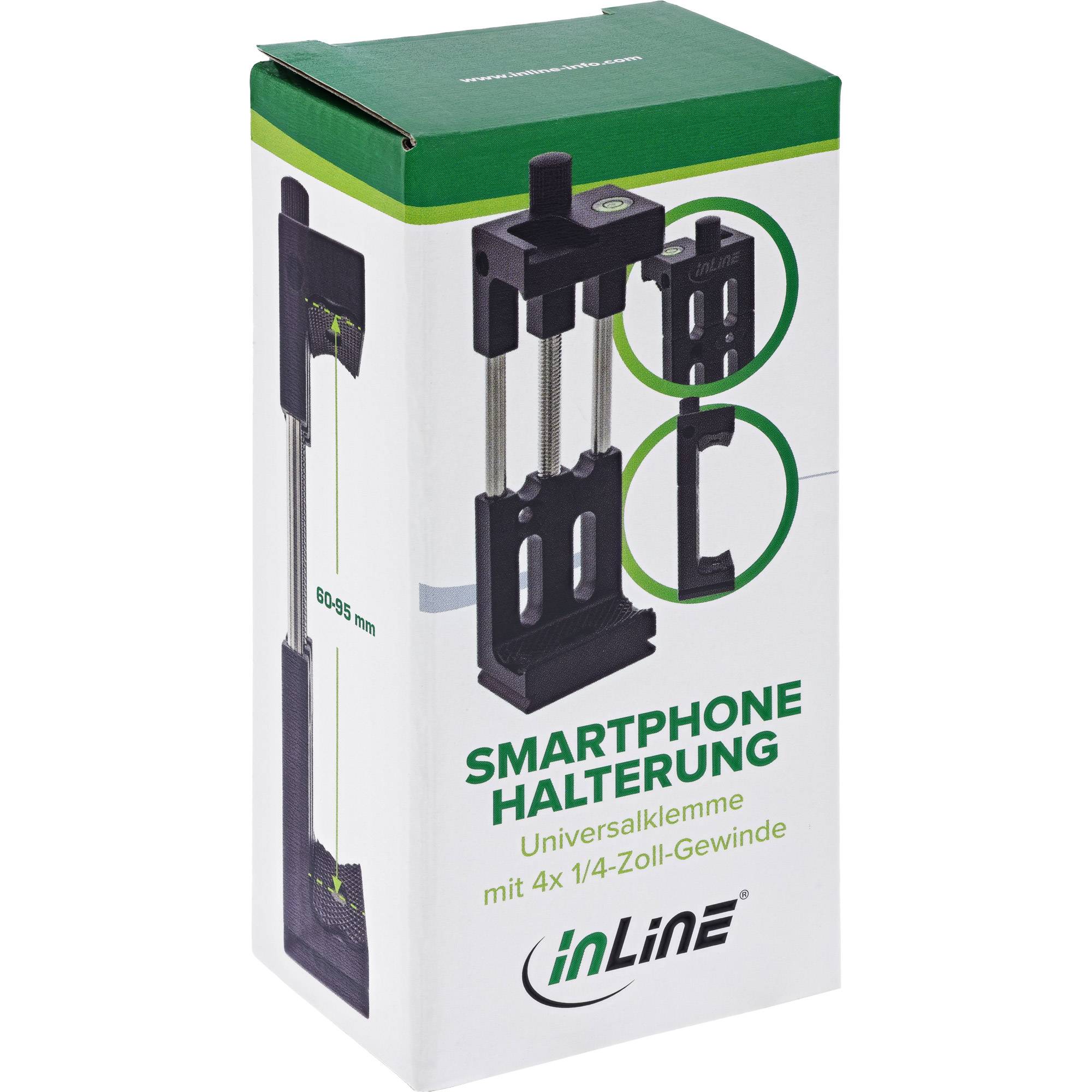 InLine® Universele klem, smartphonehouder, 60-95 mm, 1/4-inch schroefdraad-0